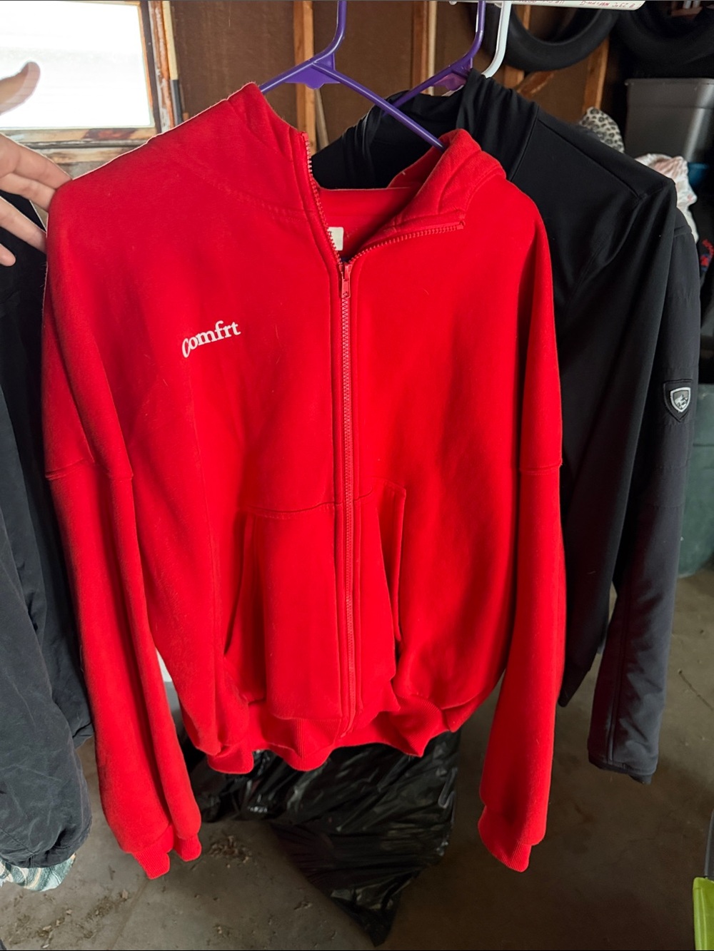 Comfrt Red Full-Zip Hoodie
